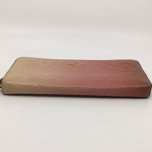 Coach Pink Ombré Signature Leather Accordion Zip Around Long Wallet - Picture 5 of 16